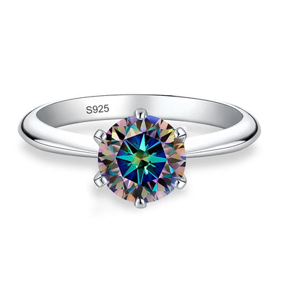 NeeTim 0.5ct 1ct 2ct 3ct Blue Pink Purple Black Moissanite Rings for Women Sterling 925 Silver Wedding Party Band Woman's Ring