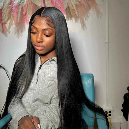 300% High Density Straight Human Hair Wigs 13x6 13x4 HD Lace Front Wig Brazilian 40 46 Inch 360 Full Lace Frontal Human Hair Wig