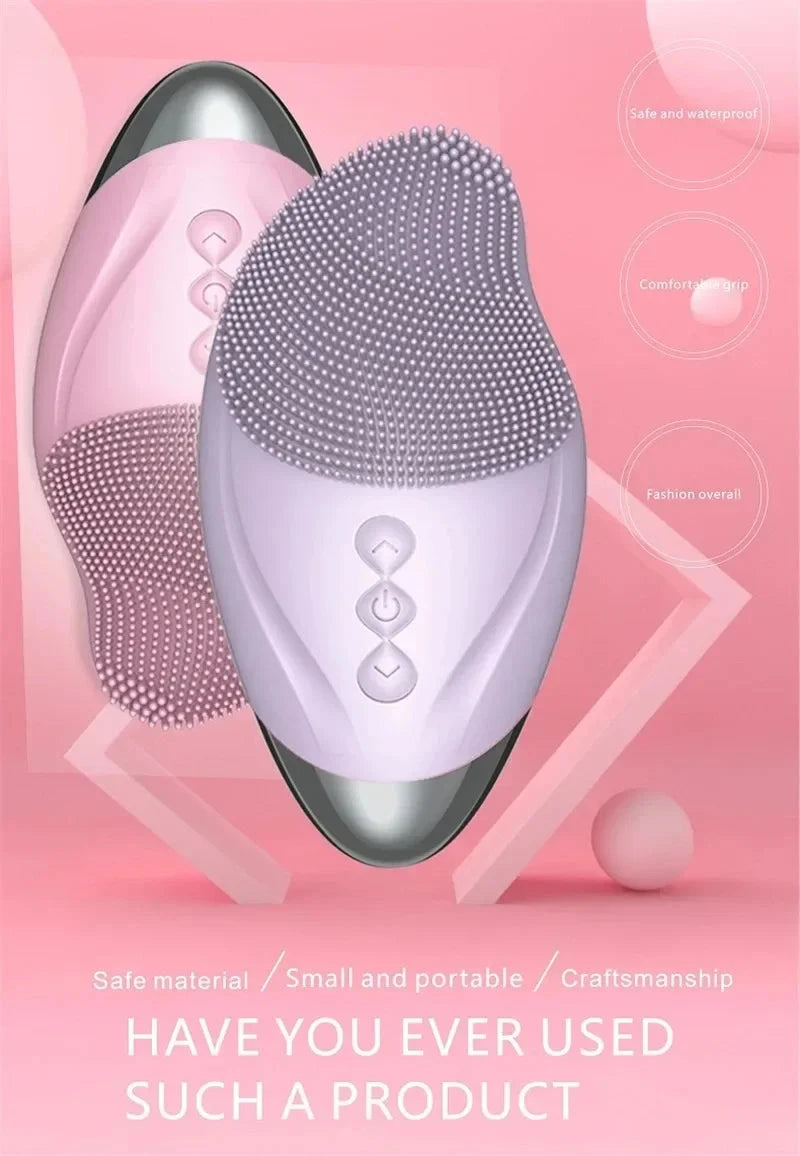 Electric Silicone Facial Cleanser Rechargeable and Heatable Electric Facial Cleanser Inlet Waterproof Sound Wave Face Cleaner