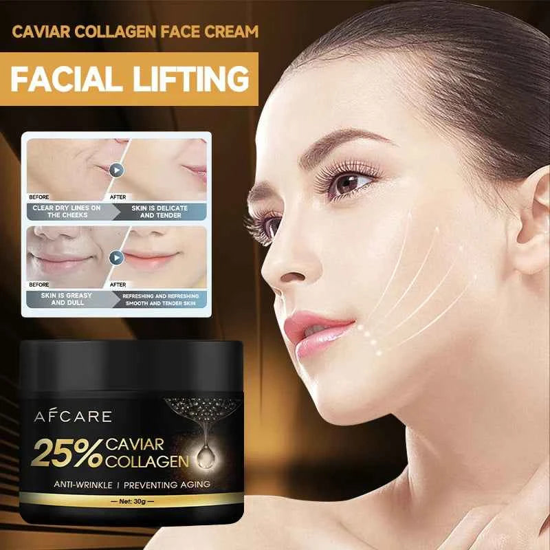 Caviar Collagen Anti Wrinkle Face Cream 30g With Eye Mask Hyaluronic Acid Hydrating Reduce Fine Lines Skincare Products
