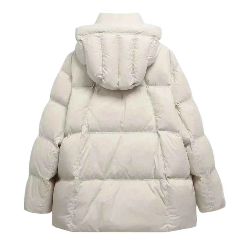 Puff Down Jacket Women's Winter Jacket Padded New Outerwear Hooded Versatile Loose Padding Thickened White Duck Down Warm Coat