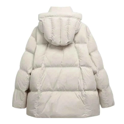 Puff Down Jacket Women's Winter Jacket Padded New Outerwear Hooded Versatile Loose Padding Thickened White Duck Down Warm Coat