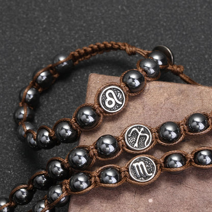 12 Zodiac Signs Natural Stone Bracelets Leo Capricorn Taurus Cancer Bracelets Women Men Couple Friendship Jewelry Gift Bracelets