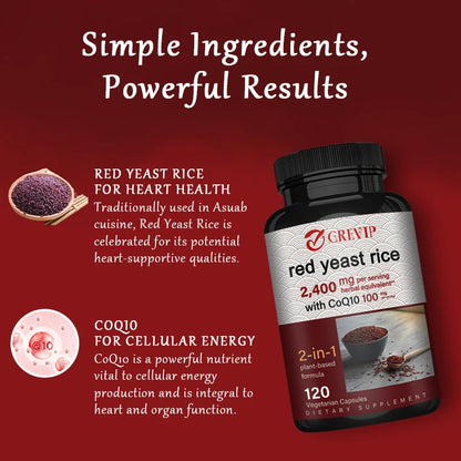 Red Yeast Rice Capsules - Benefits Cardiovascular Blood Circulation, Heart Health and Energy Production - AMULET RING STORE