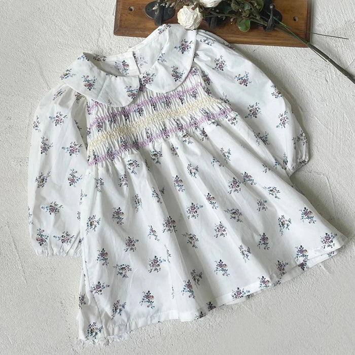2024 New Autumn 0-3Yrs Kids Princess Dress Baby Bodysuits Long Sleeved Cotton Print Infant Baby Girls Party Dress Sister Clothes