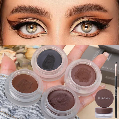 2 in 1 Eyeliner Eyebrow Gel Cream with Brush Waterproof Long-lasting Matte Black Brown Easy Wear Eyeliner Korean Makeup Cosmetic - AMULET RING STORE