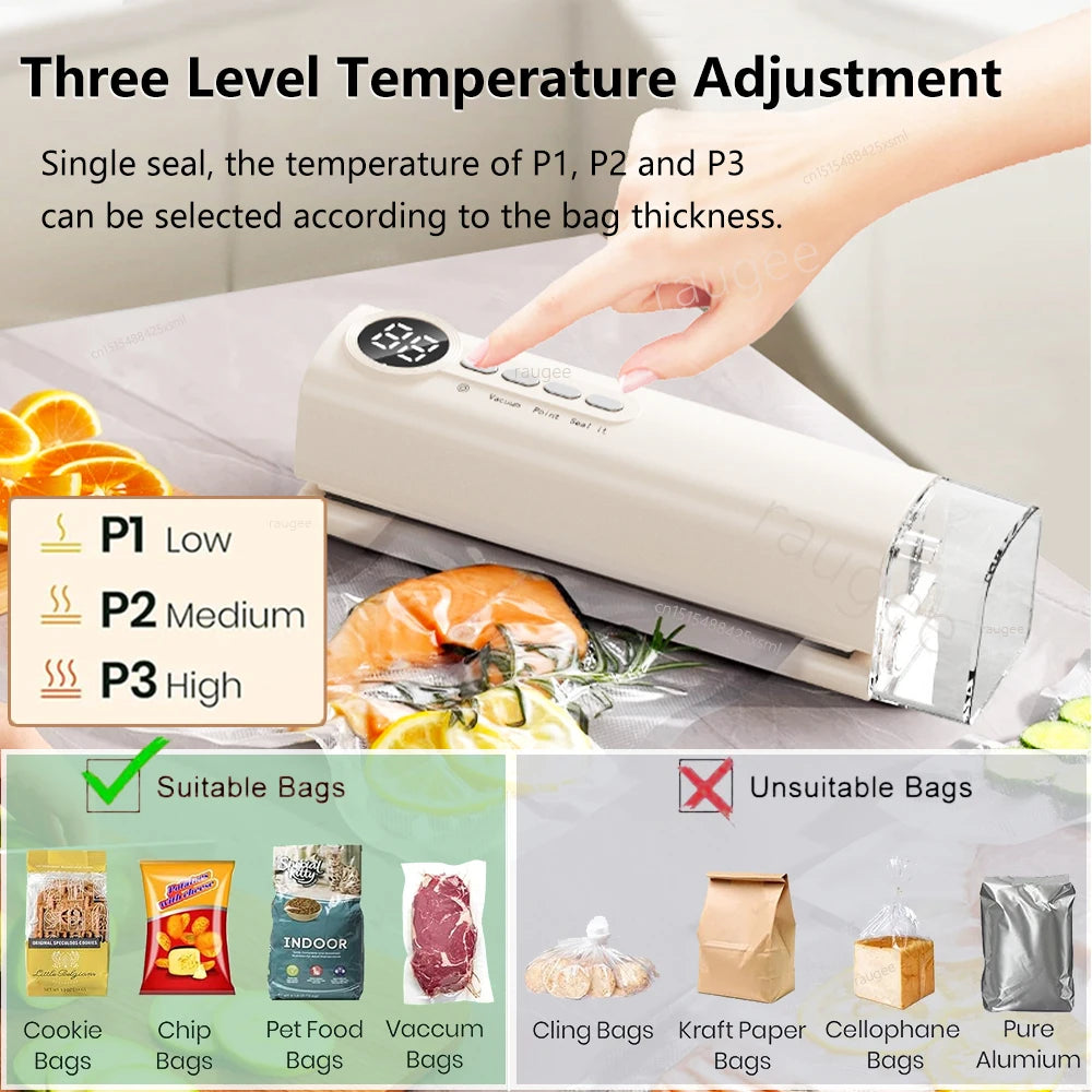 Mini Vacuum Sealer Wireless Multifunctional Food Sealer With Suction Dry/Moist Food Sealing Machine Plastic Bag Heat Sealer - AMULET RING STORE