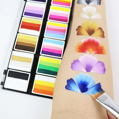 Bowitzki Face Paint 12x10gm Professional Body Paint Kit For Kids Adults Stencil One Stroke Split Cake Rainbow Makeup - AMULET RING STORE