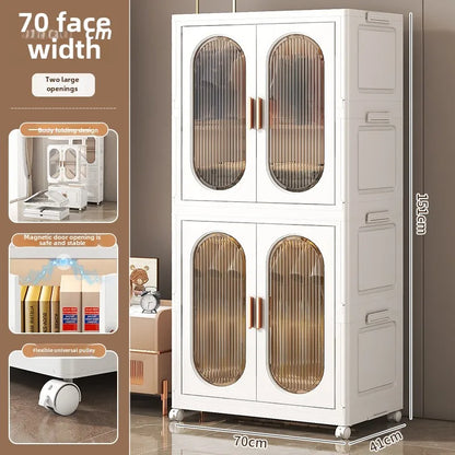 Stackable Large Capacity Fold Storage Box Plastic Clothing Storage Bin with Lid with Wheels Sundries Storages With Double Door - AMULET RING STORE