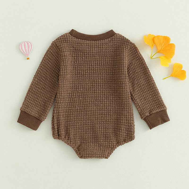 2023-06-23 Lioraitiin 0-18M Baby Boys Autumn Winter Bodysuit Casual Jumpsuit Infant Solid Long Sleeve Crew Neck Jumpsuit - AMULET RING STORE
