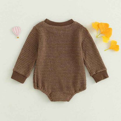 2023-06-23 Lioraitiin 0-18M Baby Boys Autumn Winter Bodysuit Casual Jumpsuit Infant Solid Long Sleeve Crew Neck Jumpsuit - AMULET RING STORE