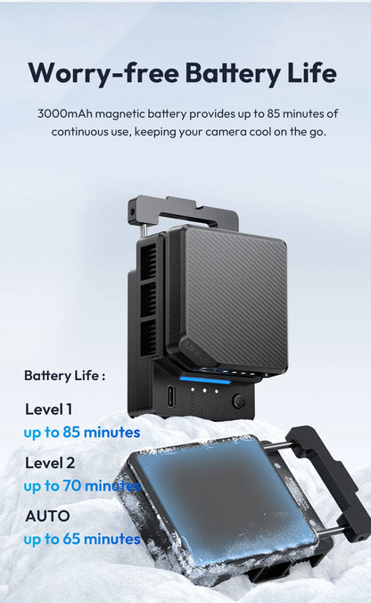 Ulanzi CU01 Thermostatic Semiconductor Camera Cooler Camera Cooling Fan Radiator 4K Recording Kit Heat Sink for Sony Canon Nikon