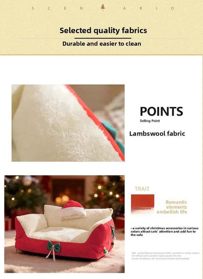 Winter Warm Cat Bed Large Size Removable Washable All Season Pet Sofa Christmas Cat House for Pets