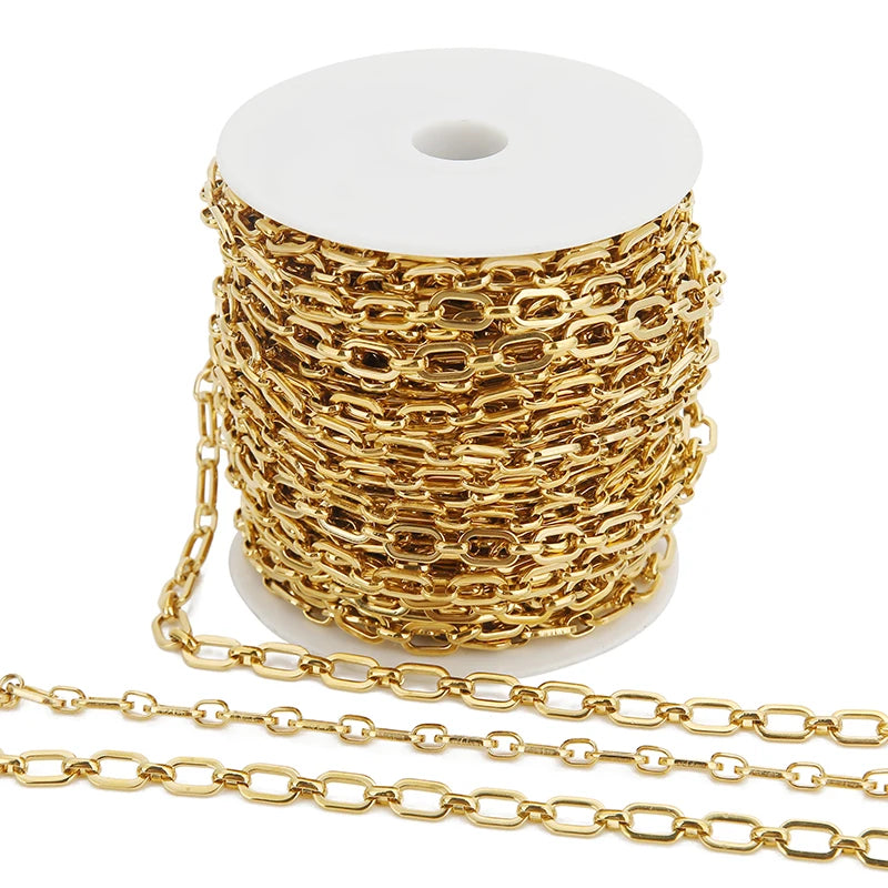 1M Heavy Chunky Hip Hop Chain Stainless Steel Frosted Oval Link Chains for DIY Men Jewelry Making Punk Necklace Bracelet Chain - AMULET RING STORE