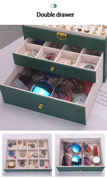 Three-layer Jewelry Storage Box for High-end Exquisite Necklaces, Earrings,Gold Jewelry and Hand Accessories with Large Capacity - AMULET RING STORE