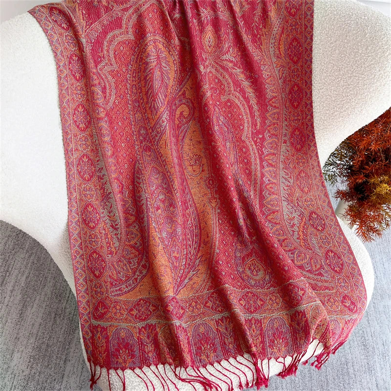 Autumn Bohemian Ethnic Paisley Cashmere Shawls Scarf for Women Warm Jacquard Pashmina Scarves Print Design Lady Foulard Stoles - AMULET RING STORE