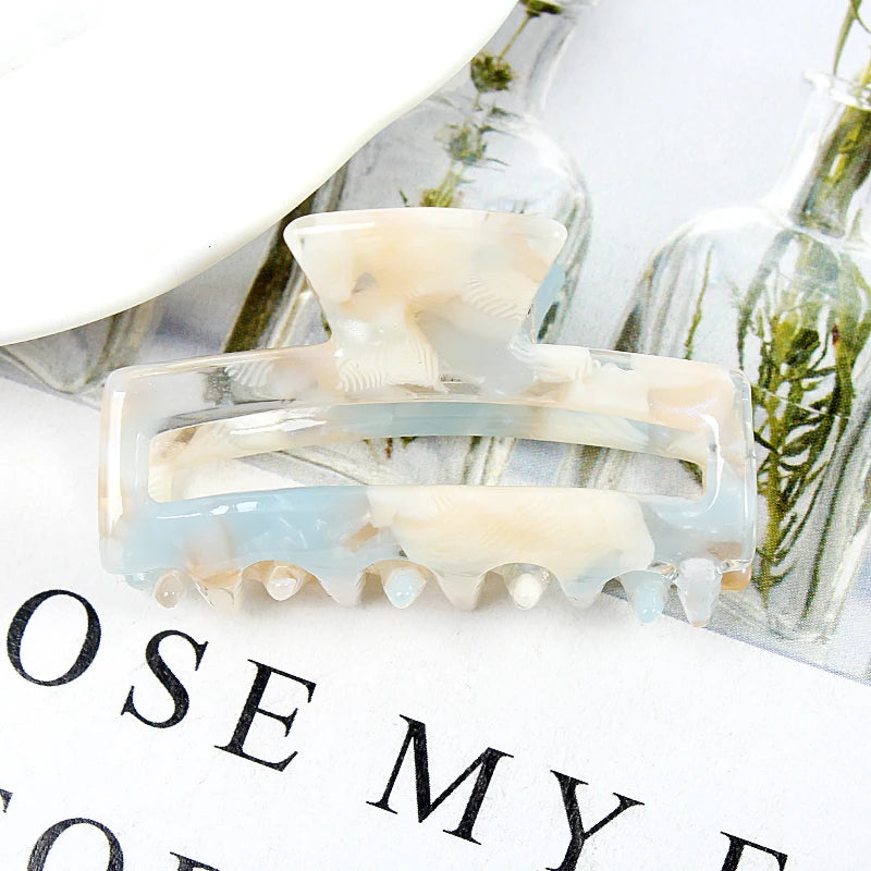 Mini Women's Hair Clips Colorful Geometric Hollow Crab Claw Clip Acetate Leopard Print Fashion Girls Hairpin Hair Accessories - AMULET RING STORE