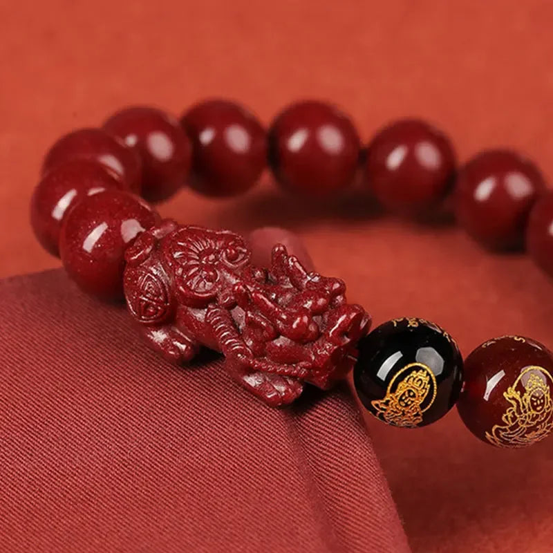 FengShui Pixiu Charms Cinnabar Bracelet Lucky Cinnabar Chain Chinese Fengshui Charm Bracelets Jewelry  Auspicious Juyun Beads