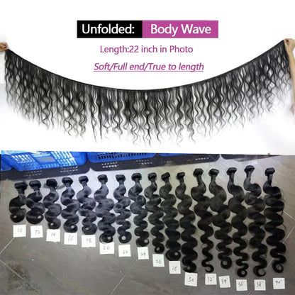24inch Body Wave Human Hair Bundles 100% Brazilian Raw Human Hair 1/3/4 Bundles for Women 10A Thick Bundles 3 Days Delivery