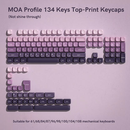 134 Keys Pink Cat  MOA Profile PBT Keycaps Customs Dye Sub Key caps for 61/87/104 Cherry MX Switch Gaming Mechanical Keyboard