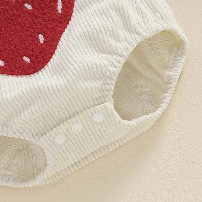Infant Baby Girl Boy Overalls Rompers Summer Rainbow/Strawberry Embroidery Sleeveless Square Neck Suspender Ribbed Romper - AMULET RING STORE