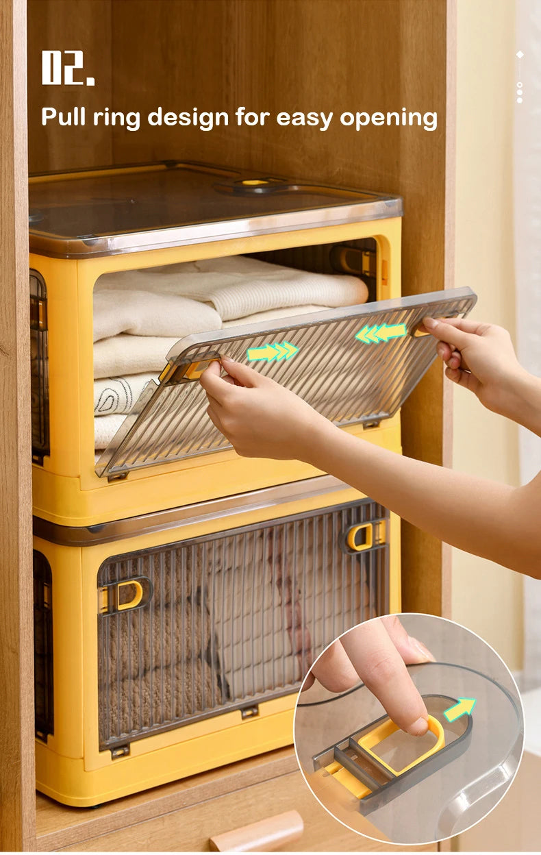 Foldable Storage Box Closet Organizer with Wheels Outdoor Stackable Sundries Organizer Clothes Quilts Toys Books Storage Box - AMULET RING STORE
