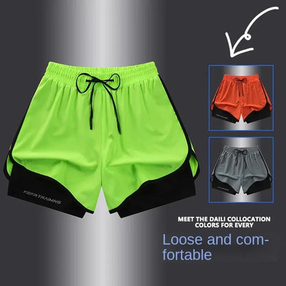 【 S-5XL 】2025 Sports Three Piece Pants Summer Popular Anti glare Double layered Sports Shorts for Men and Women Couples Ru