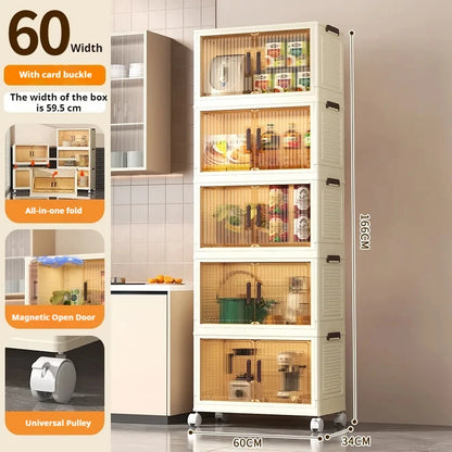 2025 Folding Living Room Cabinet Multifunction Closet Organizer With Wheel Stackable Sundries Large Capacity Storage Box Shelf - AMULET RING STORE