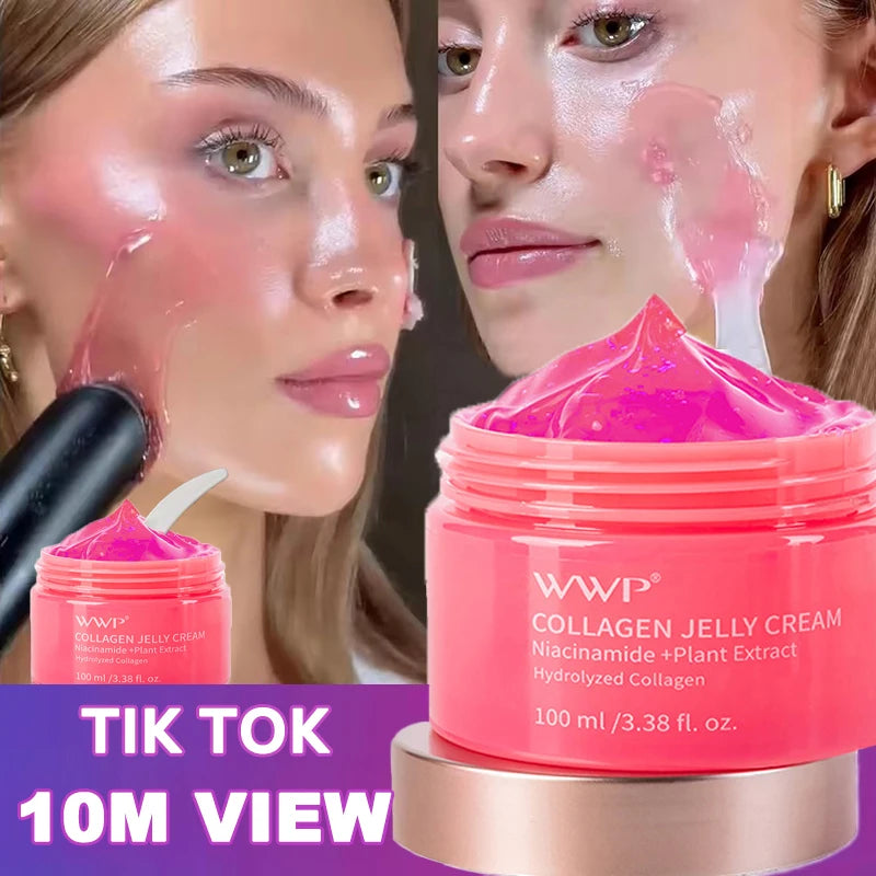 Collagen Jelly Cream Niacinamide Collagen Moisturizing Tender Skin Care Shrinks Pores Brighten Face Cream Korean With Spoon 100g - AMULET RING STORE