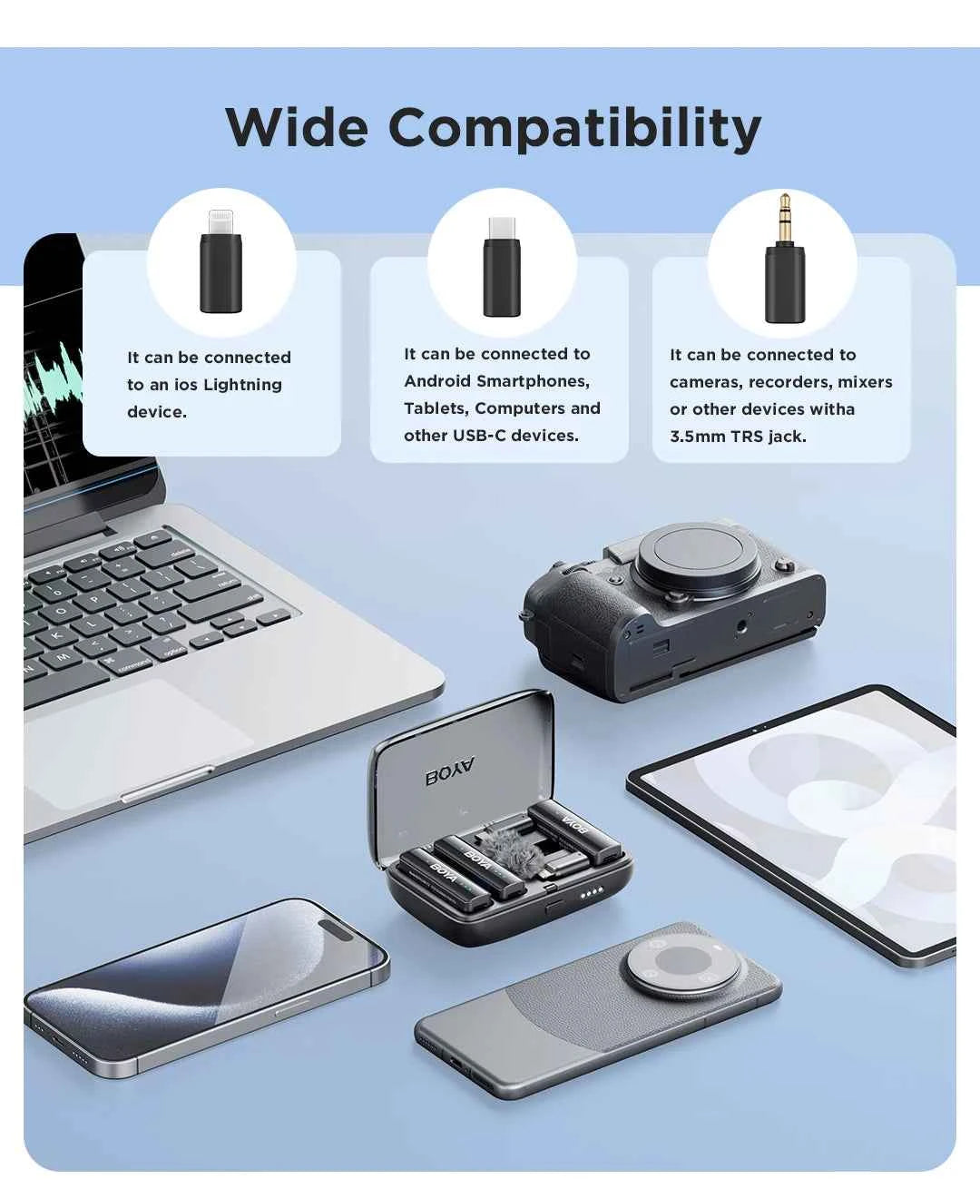 BOYA BOYALINK 2 Wireless Lavalier Microphone for iPhone Android DSLR Cameras Smartphone Gaming Youtube Video Recording Streaming