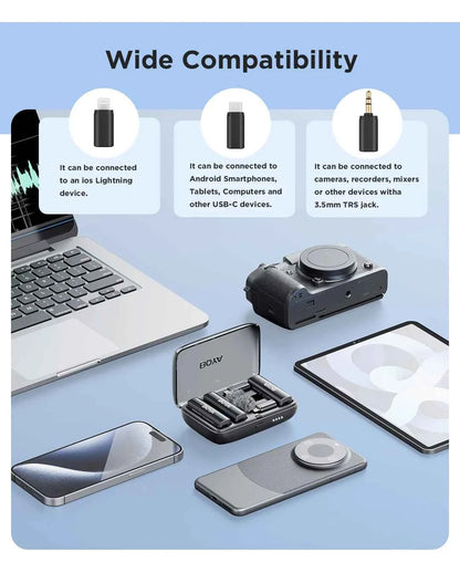 BOYA BOYALINK 2 Wireless Lavalier Microphone for iPhone Android DSLR Cameras Smartphone Gaming Youtube Video Recording Streaming