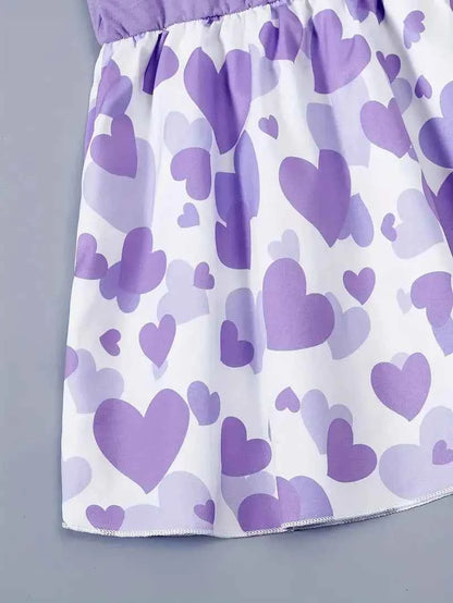 1pcs Summer New Girl's Dress Clothing Childrens Love Print Casual Dresses Princess Sweet Cute Kid's Babys Knit Clothes 100-130cm