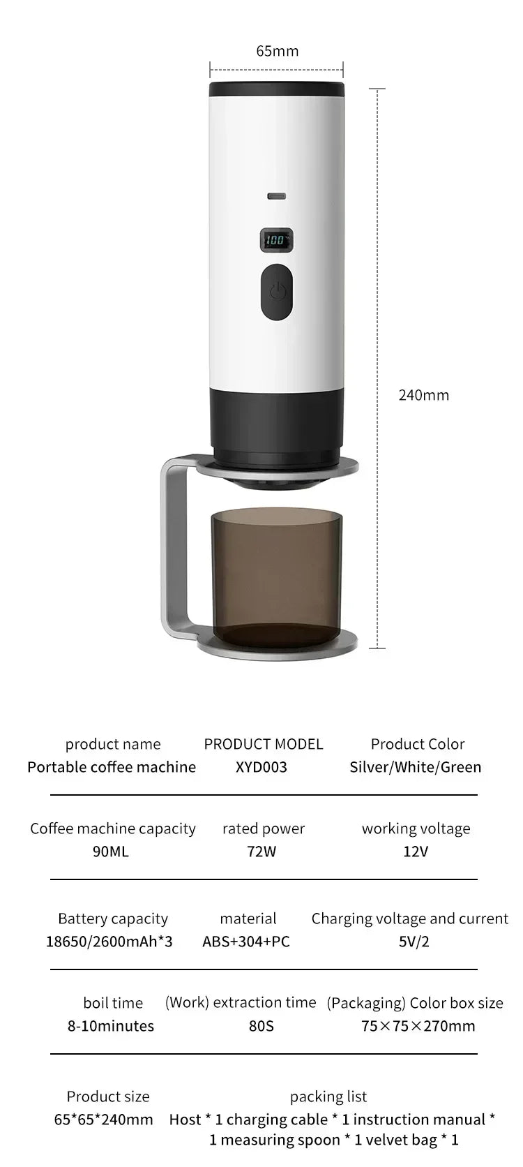 Portable Electric Coffee Maker 3-in-1 Capsule Coffee Grinder Travel Coffee Maker with Cordless Heating for Car and Home Camping - AMULET RING STORE