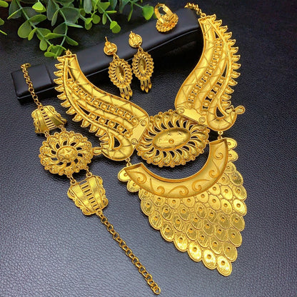 ANIID African Luxury Big Jewelry Set For Women Dubai 24K Gold Color Long Necklace Sets Wedding Party Gifts Wholesale