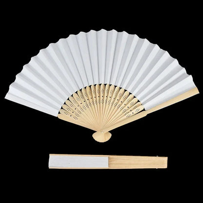 10/20/30pcs White Foldable Paper Fan Portable Chinese Bamboo Fan Wedding Gifts For Guest Birthday Party Decoration Kids Painting - AMULET RING STORE