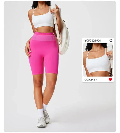 Marathon Compression Shorts with Waistband Pocket Men Women Quick Dry Nylon Workout Tights for Cycling Running Training