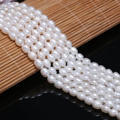 AAA White Rice Pearl Beads 6-7mm Natural Freshwater Baroque Pearls Beads for Jewelry Making DIY Necklace Bracelet Accessories - AMULET RING STORE