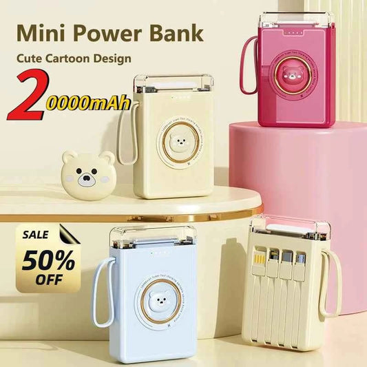 Mini Power Bank 20000mAh Cute Pet Cartoon Portable Charger Powerbank for IPhone Samsung Huawei Xiaomi External Spare Battery