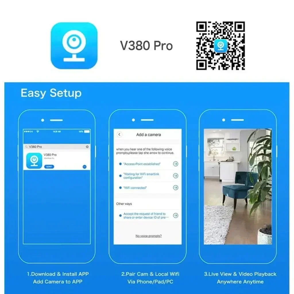 8MP IP WiFi Camera Surveillance Security Baby Monitor PTZ Smart Home AI Human Tracking Cam Night Vision CCTV Indoor Video Camera - AMULET RING STORE