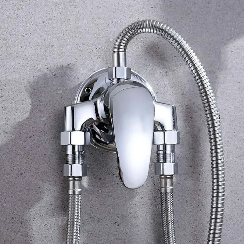 G1/2" Bathtub Shower Faucet Hot and Cold Water Mixing Valve Bathroom Set Countertop Mounted Chrome Plated Valve Bath Shower Set
