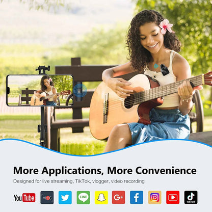 PULUZ 2.4G Wireless Lavalier Microphone Live Broadcast Gaming Microphone For iPhone Type-C Android Camera Audio Video ForYouTube