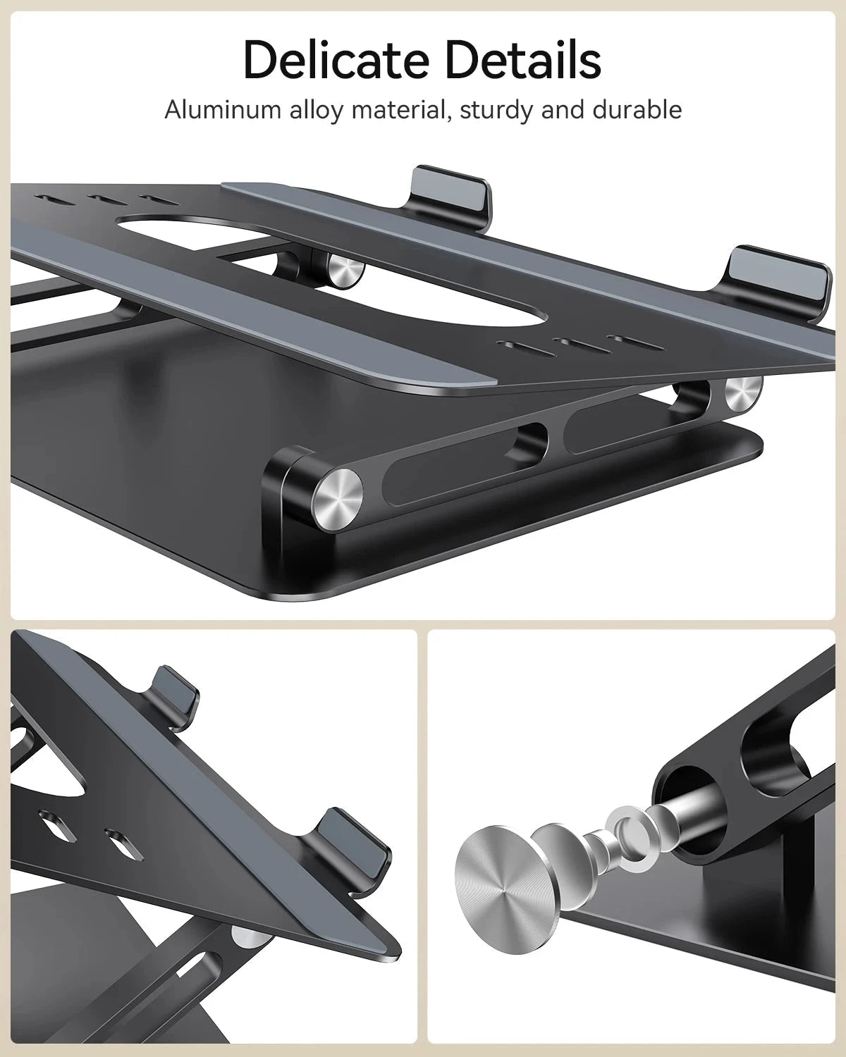 ST05 Laptop Stand Adjustable Aluminum Laptop Stand for Desk Ergonomic Computer Riser Sturdy Notebook Stand Laptop Within 10-17” - AMULET RING STORE