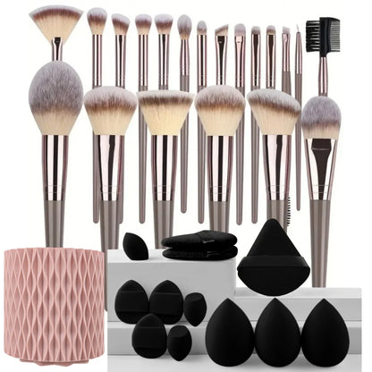 3-20PCS Makeup Brushes Set Eyeshadow Fluffy Foundation Concealer Blush Highlighter Storage Box Female Cosmetics Beauty Tools - AMULET RING STORE