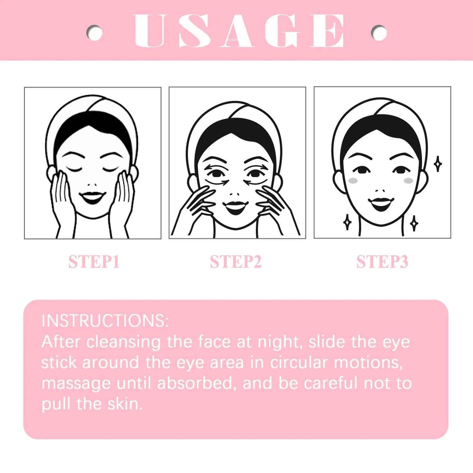 Retinol Eye Cream Stick Fade Fine Line Remove Wrinkle Eye Bags Anti-Puffiness Dark Circle Smoothing Firming Under Eye Skin Care