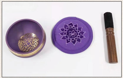 Colorful Nepal Tibetan Singing Bowl Chakras Handmade Copper Buddhist Sound Bowls Therapy Meditation Mindfulness Yoga Ornaments - AMULET RING STORE