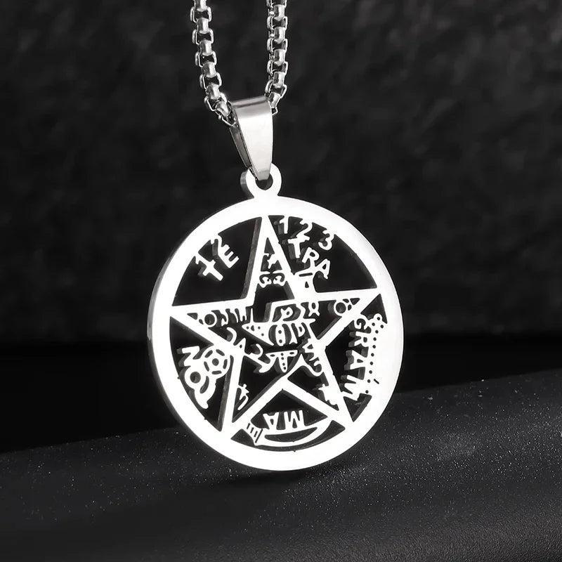 Seven Angels Magic Circle Solomon's Seal Necklace Pendant Men's Lucky Amulet