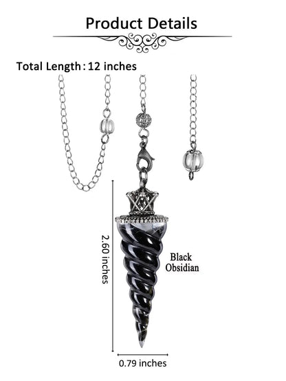 Orgonite  Resin 7 Chakra Crystal Pendulum Natural Chip Black Obsidian Pendant for  Divination Healing Pointed Pendulos X224 ﻿