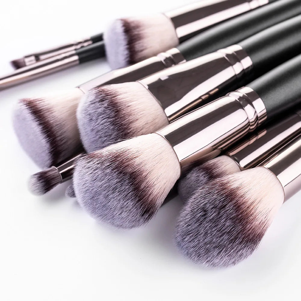 New Cangzhou15Pink Plaid Makeup Brush Set Rose Gold Wooden Handle Makeup Tools - AMULET RING STORE