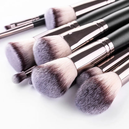 New Cangzhou15Pink Plaid Makeup Brush Set Rose Gold Wooden Handle Makeup Tools - AMULET RING STORE