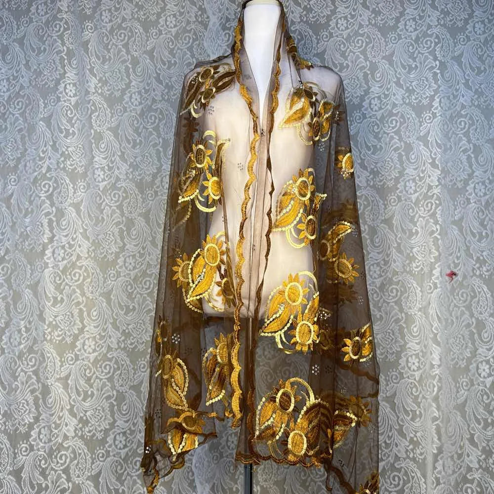 on sale 2025 New African Net Hijab Scarf For Muslim Women African Dubai Islam Headscarf Embroidery Shawls voile - AMULET RING STORE